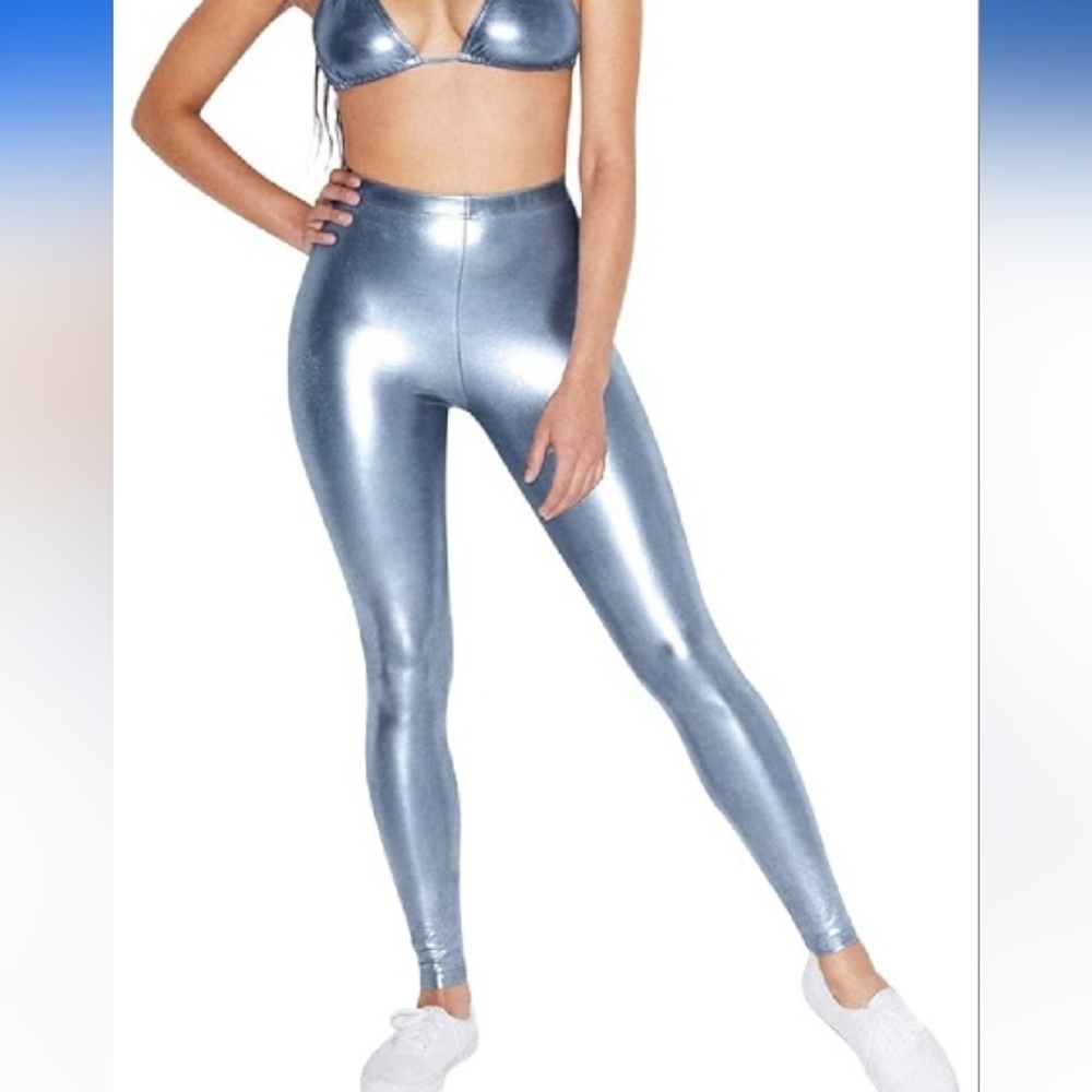 American Apparel - Ice Blue Iridescent Leggings - Picture 1 of 7